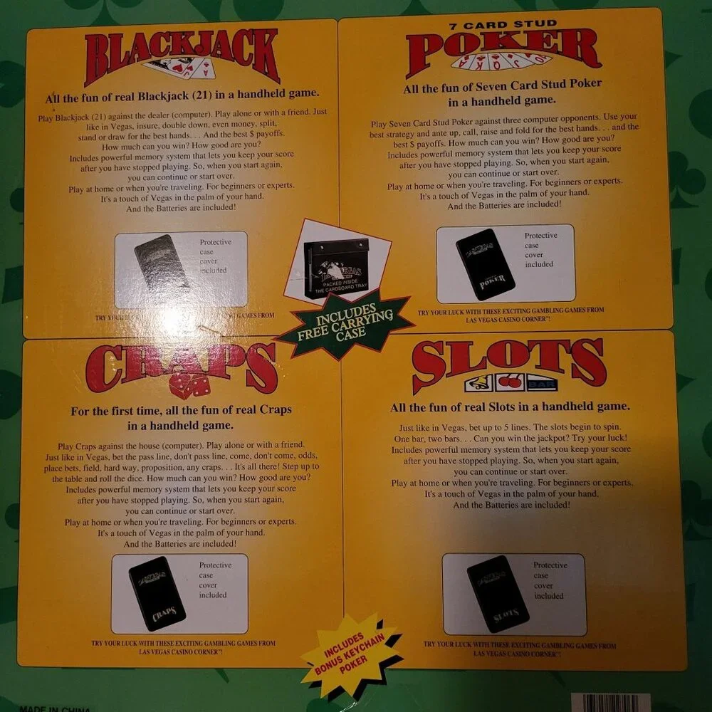 Las Vegas Casino Micro Games Gift Pack Handheld Games Poker Craps Blackjack Slot